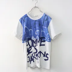2016SS コムデギャルソン COMME des GARCONS 転写プリント ロゴペイントデザイン 半袖Tシャツ M ブルー┃//【2400014999211】のサムネイル