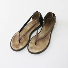 ブルネロクチネリ Brunello Cucinelli モニーレ カカト付き トングサンダル 36■ブラック ベージュ系 フラット 約23cm【2400014968583】のサムネイル
