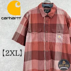 T10【Carhartt】レッド チェック柄 ワークシャツ〔2XL〕