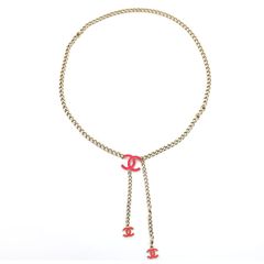 良品 】 CHANEL シャネル チェーンベルト 04A ココマーク ピンク 