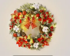 1X2 クリスマスリース クリスマス飾り 直径40cm 玄関ドア用のサムネイル