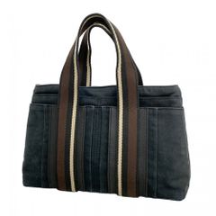 □HERMES（エルメス）良品 / キャンパス×レザー /ハンドバッグ / 黒