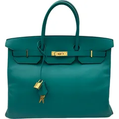 エルメス HERMES バーキン40 パーソナルオーダー X刻 ブルーパオン/ヴェールアングレ/ゴールド金具 エプソン メンズ ハンドバッグのサムネイル