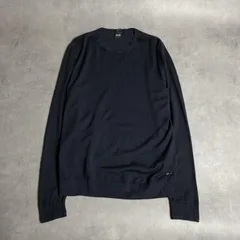 HQ200◇HUGO BOSS : レギュラーフィット ウール/シルク  ハイゲージニット◇M◇黒に近い濃いネイビー系  ヒューゴボスのサムネイル