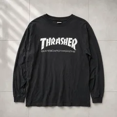 【T-1450】THRASHER スラッシャー ロンT ブラック 黒 XL USA古着 スケーター ストリート ビッグロゴ 定番 人気 フェード 雰囲気のサムネイル