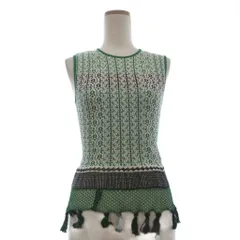 マメクロゴウチ  Mame Kurogouchi Rib Jacquard Pedicel Knit ニット ノースリーブ 緑 グリーン 1のサムネイル
