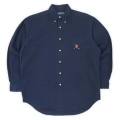 ポロラルフローレン POLO RALPH LAUREN 90s 90年代 ボタンダウンシャツ TILDEN エンブレム刺繍 ポロゴルフ USA ヴィンテージ アメリカ 古着 メンズ シャツ ネイビー 紺 M【中古】