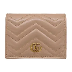 グッチ GUCCI 財布 レディース ブランド 二つ折り財布 レザー ピンクベージュ プチマーモント 466492 コンパクトウォレット 小さめ おしゃれ キルティング 【中古】