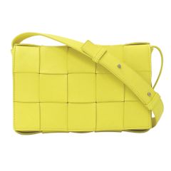 ボッテガ・ヴェネタ BOTTEGAVENETA バッグ レディース ブランド ショルダーバッグ カセット クラシック マキシイントレチャート レザー イエロー 黄色 おしゃれ 斜め掛け 【中古】