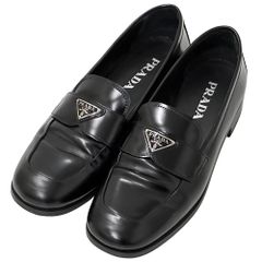PRADA プラダ ブラック ローファー IT 37.5 24cm ロゴプレート - メルカリ