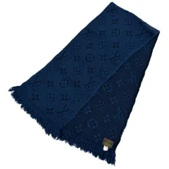 ルイ・ヴィトン LOUIS VUITTON マフラー レディース メンズ ブランド ストール モノグラム ウール エシャルプ・ロゴマニア アントラシット ネイビー M75504 秋冬 防寒 おしゃれ 可愛い 暖かい 【中古】