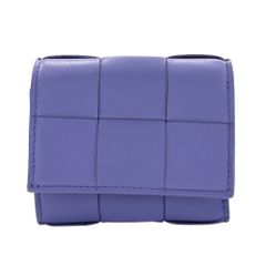 ボッテガ・ヴェネタ BOTTEGAVENETA 財布 レディース メンズ ブランド 三つ折り財布 カーフレザー カセット スモール 二つ折りウォレット パープル 【中古】