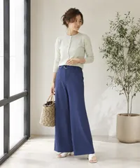 Ballsey ボールジィ トゥモローランド☆シャンブレーツイル ベルテッドワイドパンツ 32のサムネイル