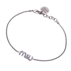 希少✨Miu Miu ミュウミュウ クリスタル ロゴ ブレスレット シルバー