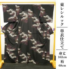 美品［ 小紋/紗 ］ポリエステル 黒 雪輪 菊 薄物 盛夏 洗える 東レ