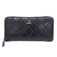 4525 CHANEL シャネル 長財布 キャビアスキン シルバー コンパクト