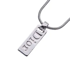 ディオール Dior ネックレス レディース メンズ ブランド ロゴ プレート メタル シルバー シンプル スネークチェーン 【中古】