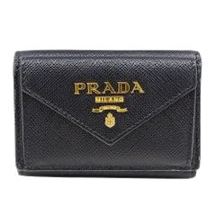 ♡美品♡PRADA プラダ 三つ折り財布 サフィアーノ メタル ブラック