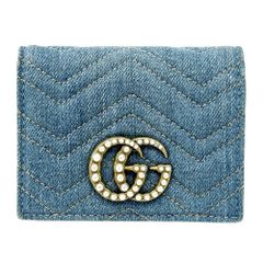 GUCCI デニム キルティング 二つ折り財布 美品 ブルー 紺 GG - メルカリ
