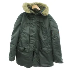 アルファ ALPHA INDUSTRIES N-3B モッズコート ミリタリー フェイクファー L 緑 グリーン /JS ■ECD004のサムネイル