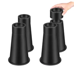 高さ25cｍ 円形 継ぎ脚 こたつ・テーブル・ベッドの高さ調整が簡単にできる 継ぎ足 テーブル脚台 家具 洗濯機 ロボット掃除機 冷蔵庫 暖房器具 収納力アップ (耐荷重1000kg) 4個セットブラック 2段階の高さ調整のサムネイル