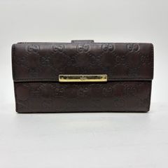4094 GUCCI グッチ 長財布 ダークブラウン Wホック シマレザー - メルカリ