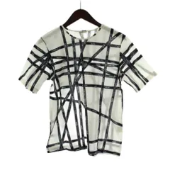 エルメス HERMES ボルデュック柄 マルジェラ期 Tシャツ L 白 ホワイト ネイビー 紺 半袖 ラウンドネック カットソー /PP ■GY68のサムネイル