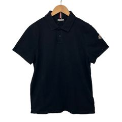 MONCLER 首ロゴ ポロシャツ 半袖 モンクレール 襟裏ロゴ ブラック