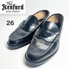 極美品 Kenford スクエアトゥ 本革 ローファーダークブラウン 26cm
