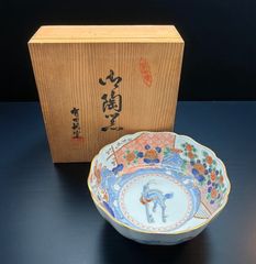 専用 中国明時代 呉須赤絵鉢 木箱付 口径約21㎝ 東Y8-0604②タニチ