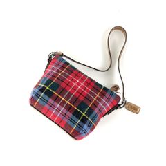 未使用 COACH チェック アクセサリーポーチ キャンバス タッセル付き
