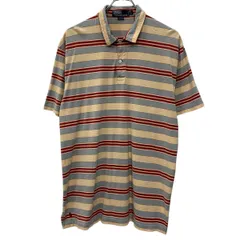 90s POLO by RALPH LAUREN 半袖 ポロシャツ L ベージュ マルチカラー ポロラルフローレン ハーフボタン 90年代 ボーダー柄 夏物 a805-6930