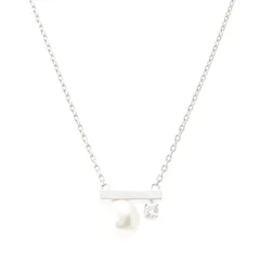 タサキ プチ バランス 750 パール ダイヤ 0.07ct ネックレス ジュエリー シルバー 4.1g【中古】のサムネイル