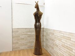 キリン ラタン家具 花台 鉢置き 籐家具 オブジェ アンティーク 希少