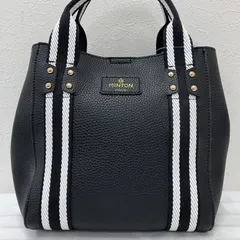 3855　MINTON　ミントン　トートバッグ　ハンドバッグ　レザー　　ブラック　黒　シンプル　無地　カジュアルのサムネイル