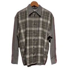 【中古】　ICEBERG　チェックシャツ　長袖　トップス　レギュラーカラー　切替　チェック　無地　イタリア製　古着　/1156のサムネイル