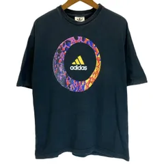 【中古】　adidas　Tシャツ　半袖　カットソー　トップス　クルーネック　ロゴT　ブランドロゴ　スリーストライプ　プリント　スポーツ　古着　/2000