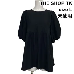 ◇ 未使用 ザショップティーケー THE SHOP TK ペプラムチュニック ブラウス 五分袖 バルーンスリーブ 黒 L 11号 レディース S6F004のサムネイル