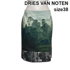 ◇ ドリスヴァンノッテン DRIES VAN NOTEN タイトスカート 膝丈 フォレストプリント Iライン コットン 38 M～L 9～11号 レディース S6F002のサムネイル