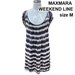 □ マックスマーラウィークエンドライン MAXMARA  チュニック トップス ロング丈 Tシャツ ボーダー 白 グレー 紺 M 9号 レディース Z6C858のサムネイル