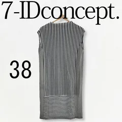 7-IDconcept セブンアイディーコンセプト ワンピース ボーダー カジュアル ひざ丈 ノースリーブ レディース ブラック 38のサムネイル