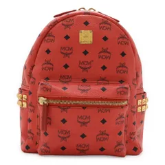 MCM エムシーエム ヴィセトス ロゴグラム バックパック リュックサック スタッズ PVC レザー レッド系 ゴールド金具 MMK5SVE37RE001のサムネイル