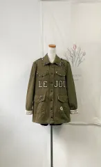 オリーブグリーン パーツ装飾 サファリ マウンテンパーカー ジャケット