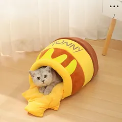猫ハウスはちみつ壺ねこベッドハニーポッドキャットハウス蜂蜜壺マットクッション新品のサムネイル