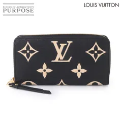 新品同様 ルイ ヴィトン LOUIS VUITTON バイカラー モノグラム アンプラント ジッピー ウォレット 長財布 レザー ブラック M80481 90327265