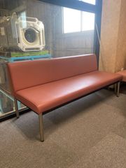 ①昭和レトロ 赤いソファ 2人掛け ビニールレザー 喫茶店・スナック風