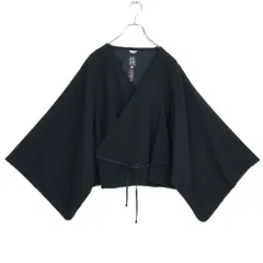 【美品】SOUSOU ソウソウ★小袖寛衣 袷 梳毛 濡羽色 サイズM 黒系 毛100 無地 厚手 z20649のサムネイル