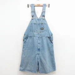 W37/古着 オシュコシュ オーバーオール メンズ 80年代 80s コットン USA製 薄紺 デニム 26may09