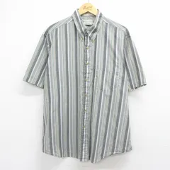 XL/古着 アロー 半袖 シャツ メンズ 90年代 90s 大きいサイズ ロング丈 ボタンダウン 緑他 ストライプ【spe】 26may09のサムネイル