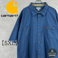 T12【Carhartt】ブルー ワーク 半袖シャツ〔5XL〕